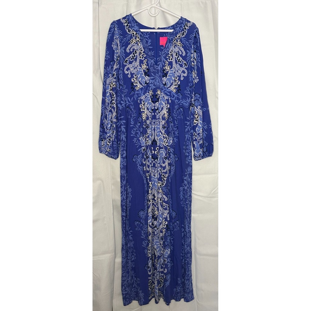 Lilly Pulitzer Wexlee Long Sleeve Maxi Dress Alba Blue Baja Cove 12 - Picture 2 of 8